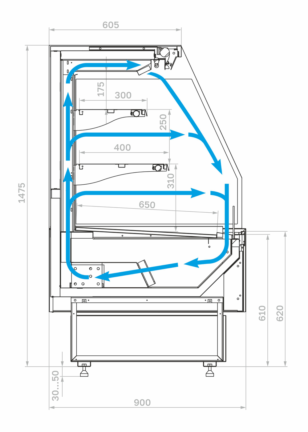 Холодильная витрина Carboma PALM 3 GC95 VM 1,25-2 Горка без боковин (версия 2.0)