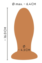 Оранжевая анальная пробка с присоской - 16 см. (Цвет: оранжевый)