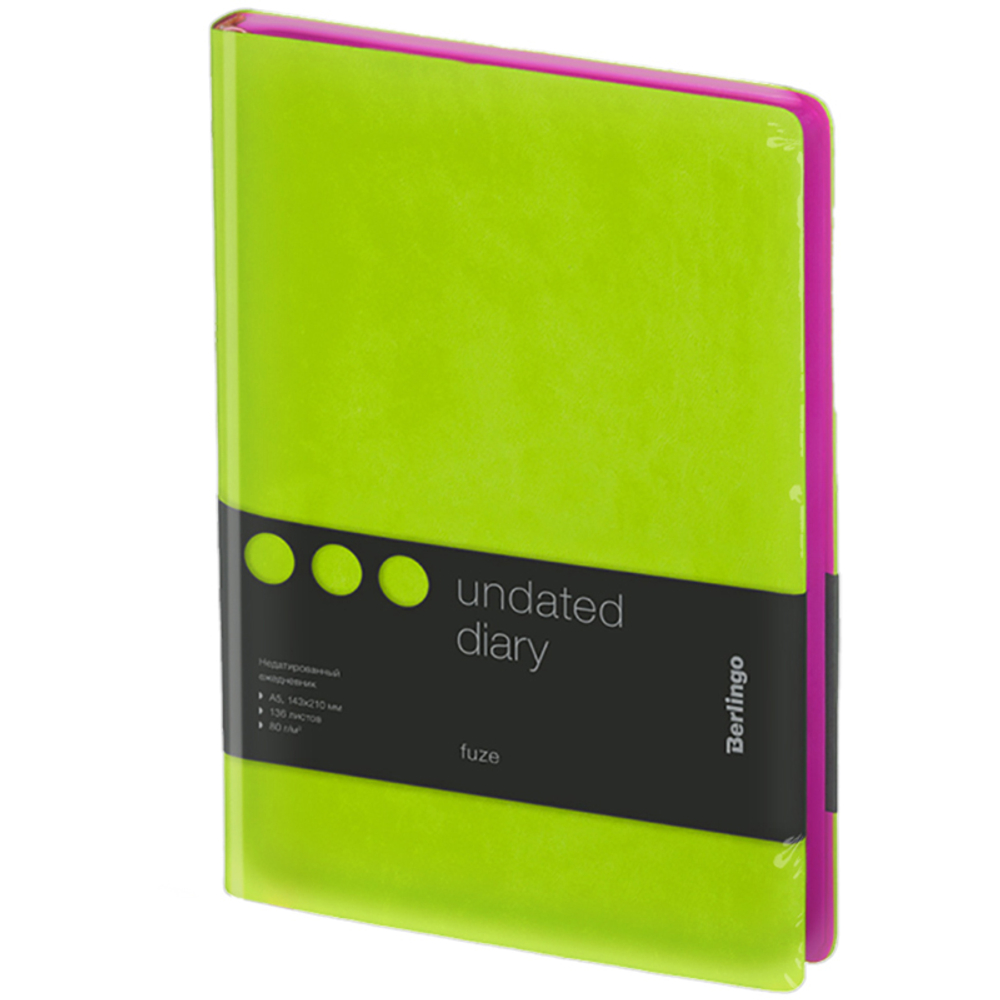 Ежедневник недатированный, А5, 136л., кожзам, Berlingo "Fuze", цветной срез, салатовый