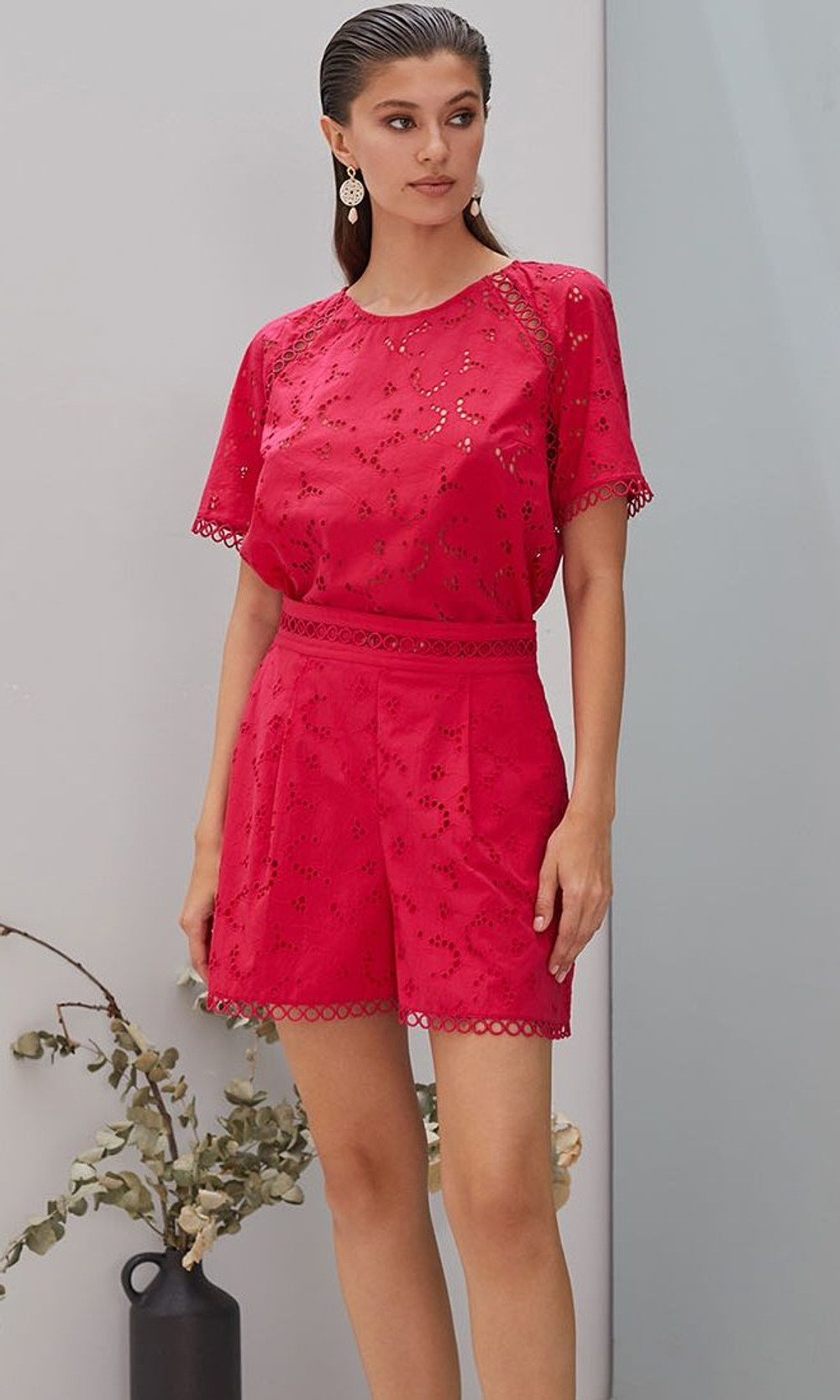 Хлопковые высокие шорты свободного кроя (Размер: XL) (Цвет: черный)