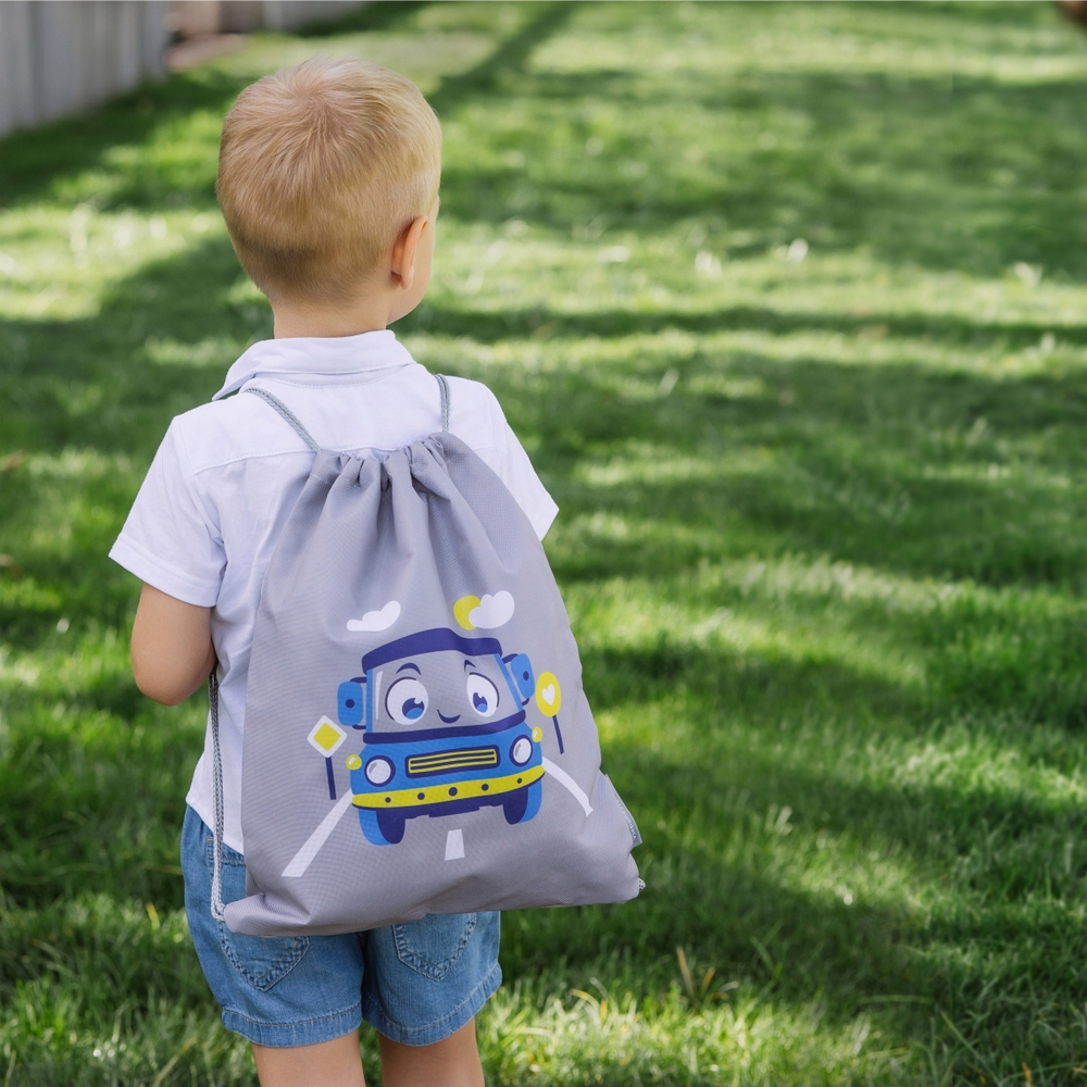 Мешок в садик 33х40, Машинка (серый)