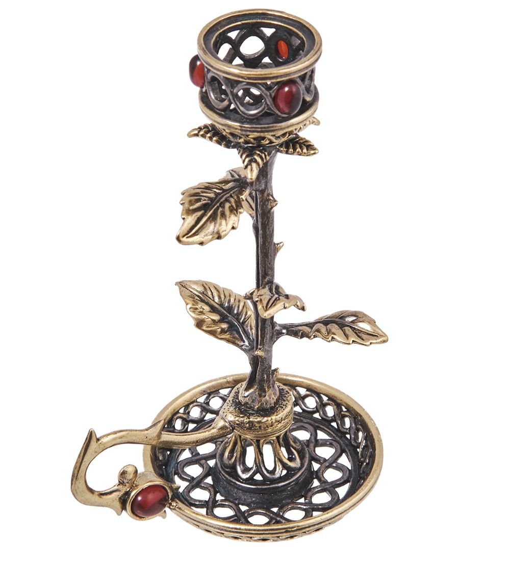 Народные промыслы AM-4133 Подсвечник «Роза Чайная» (латунь, янтарь)