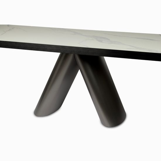 Обеденный стол Rory 260х100 нержавеющая сталь, столешница фарфор белый