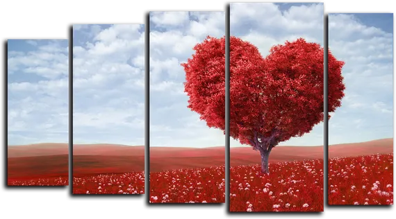 Модульная картина "Красное дерево любви"