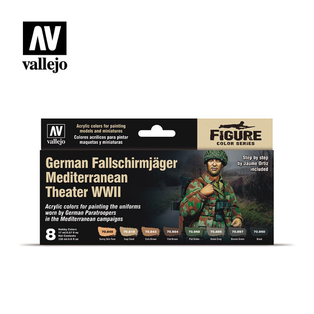 Набор красок Vallejo Model Color Set: German Fallschirmjäger Mediterranean Theater WWII
