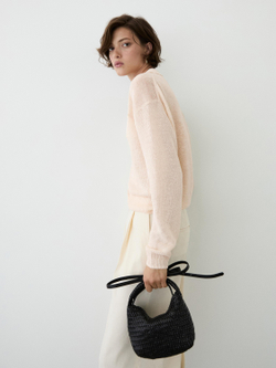 Massimo Dutti Тонкий свитер изо льна с воротником поло, натуральный/кремовый