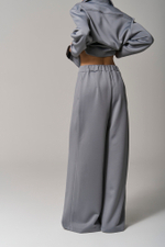 Брюки трикотажные wide leg серые