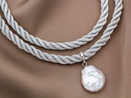 Шнур витой 8мм, серебристый (1м)