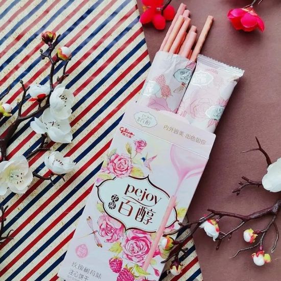 Покки соломка Glico Pocky Pejoy со вкусом малины и розы, 48 г (Китай)