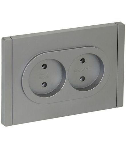 Розетка 2-м СП FORTE&PIANO FP526 10А без заземл. без защ. шторок безвинт. крепл. сталь IEK FP-R20-10-1-K46