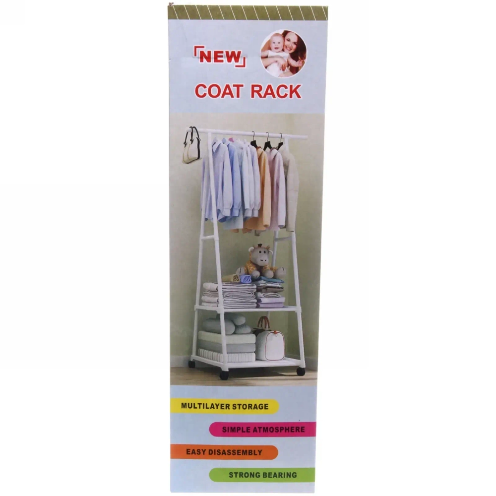 Вешалка напольная на колесиках 160х42х55 белая