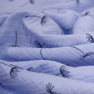 Муслин двухслойный "Одуванчики на лавандово-голубом"