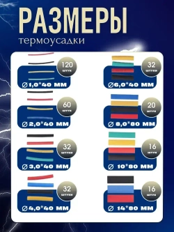 Термоусадка для проводов 328 шт. Термоусадочная трубка