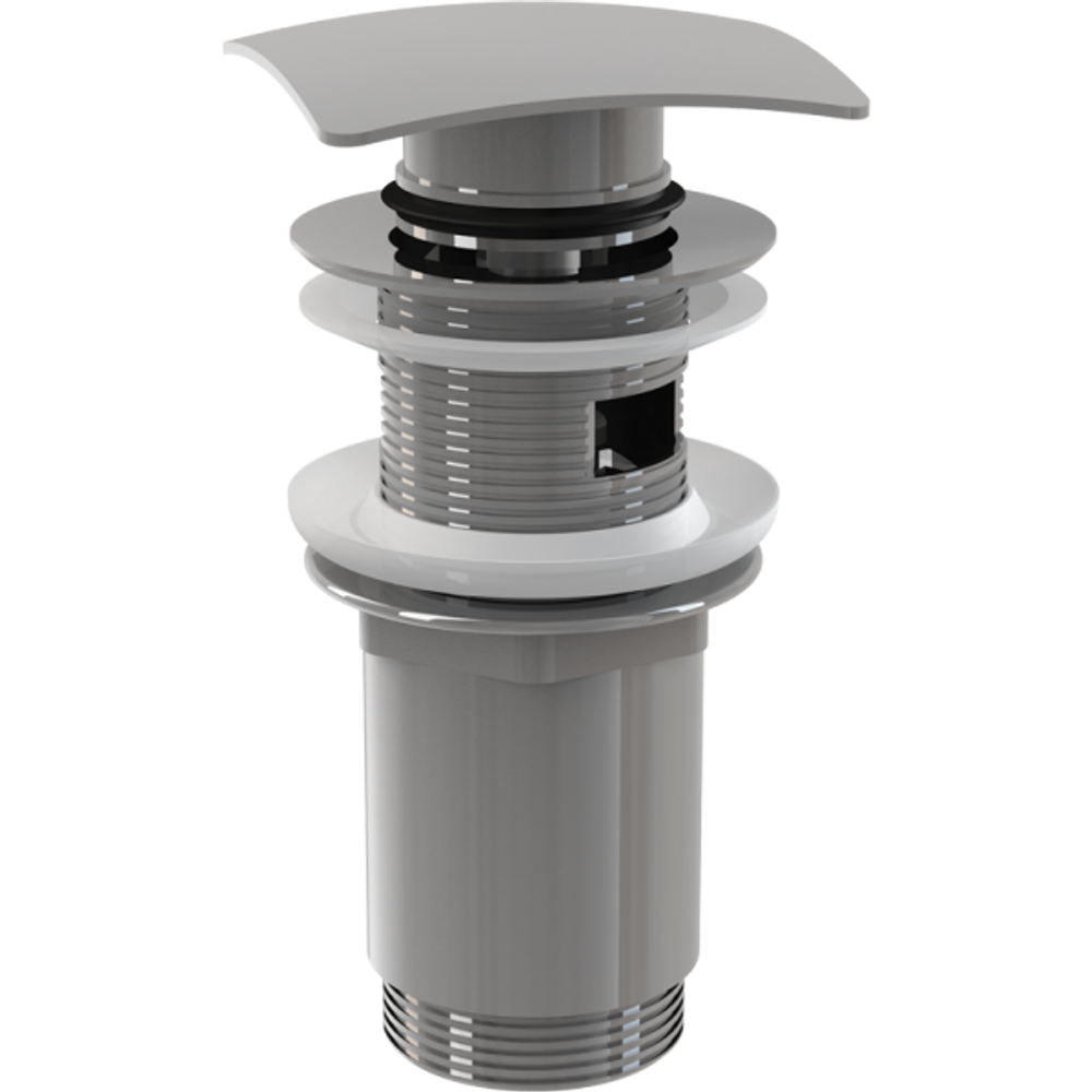 A393 Водослив для умывальника click/clack 5/4", цельнометаллический с квадратной заглушкой