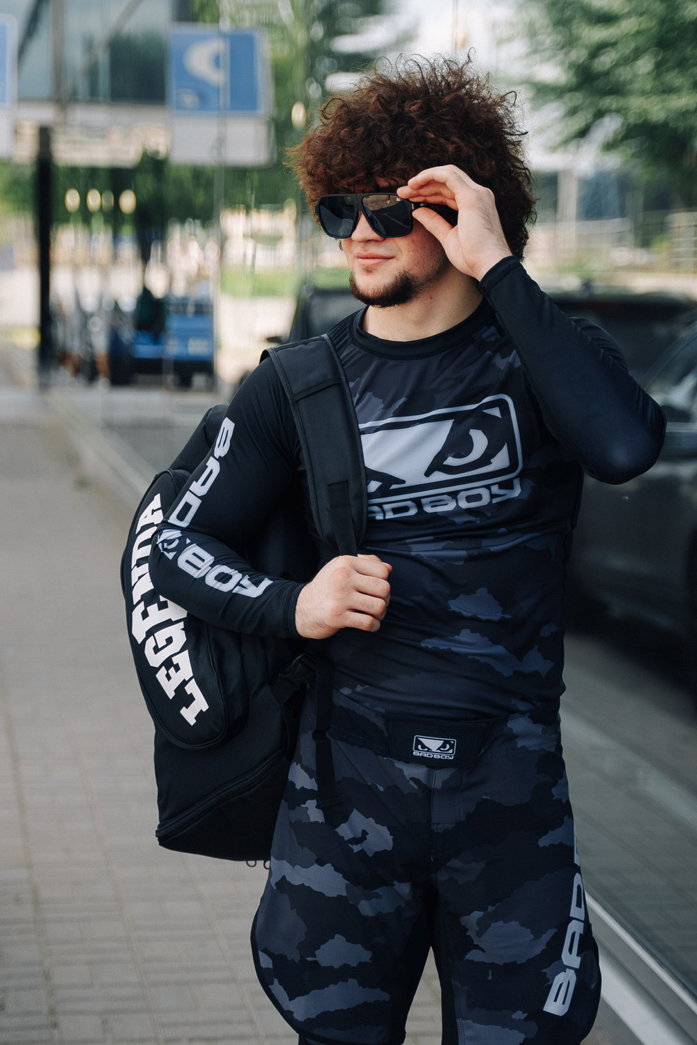 Рашгард Bad Boy Fighter черный/серый камуфляж