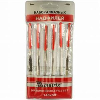 Набор надфилей алмазных, 140 х 50 х 3 мм, 6 шт.// Matrix 15831