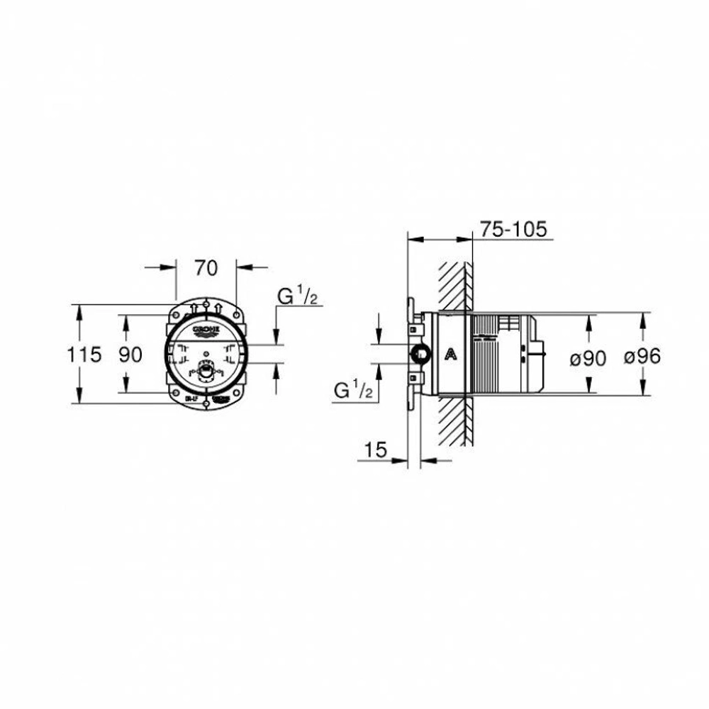 Унивесальная встроенная часть GROHE для душа