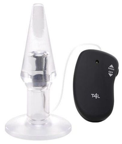 Прозрачная пробка с вибрацией VIBRATING PLUG JAMMY JELLY ANAL POINT OF PLEASURE MEDIUM - 14,5 см. (Цвет: прозрачный)