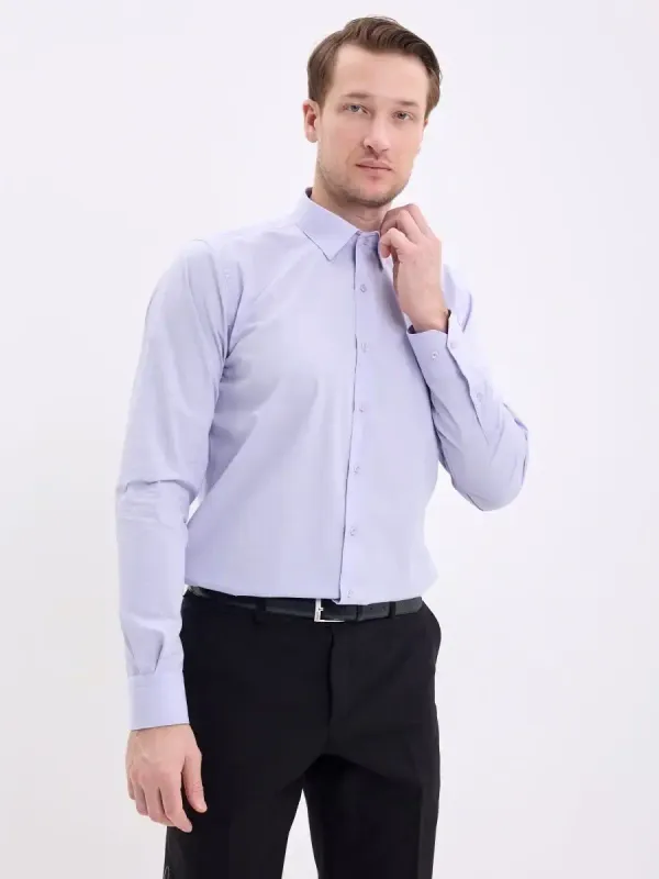 Рубашка на высокий рост LONG SLIM FIT с длинным рукавом, лавандовая