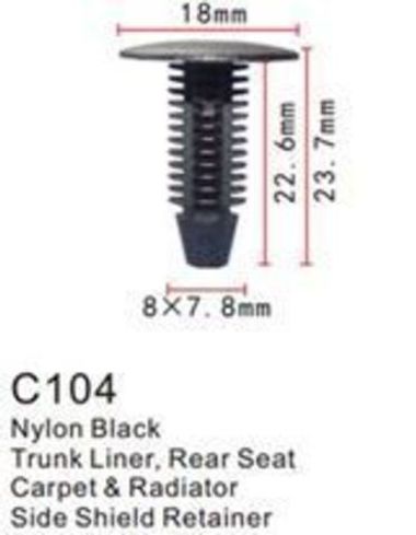 Клипса для крепления внутренней обшивки а/м Форд пластиковая (100шт/уп.) Forsage клипса C0104(Ford)