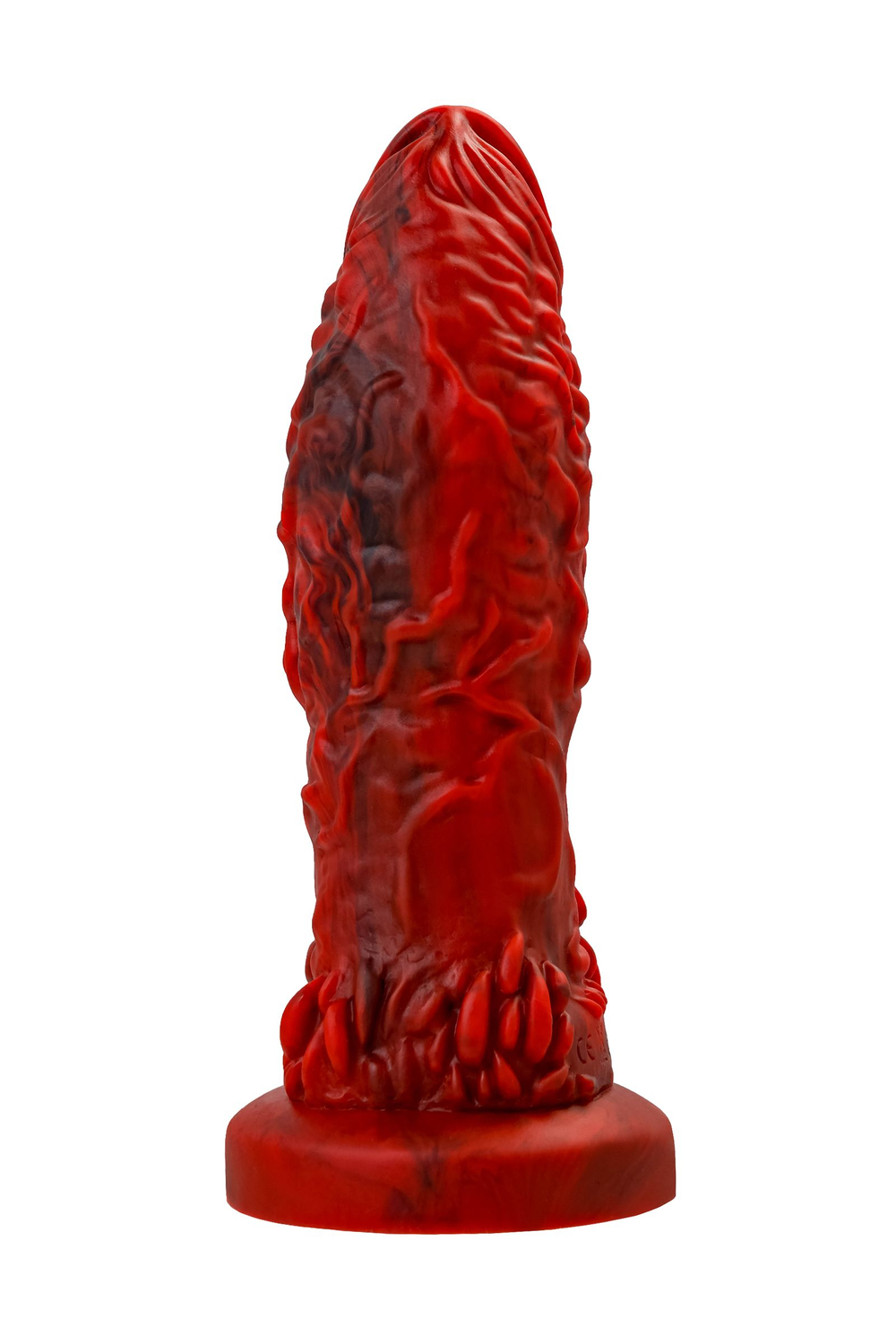 Силиконовый вибратор Monster Docus - 21,7 см. (Цвет: красный с черным)