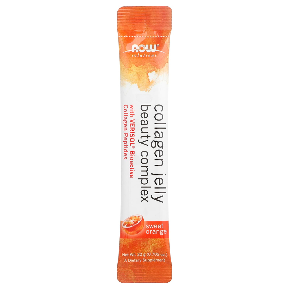 NOW Foods, Solutions, Collagen Jelly Beauty Complex, сладкий апельсин, 10 желейных палочек, 20 г (0,705 унции)