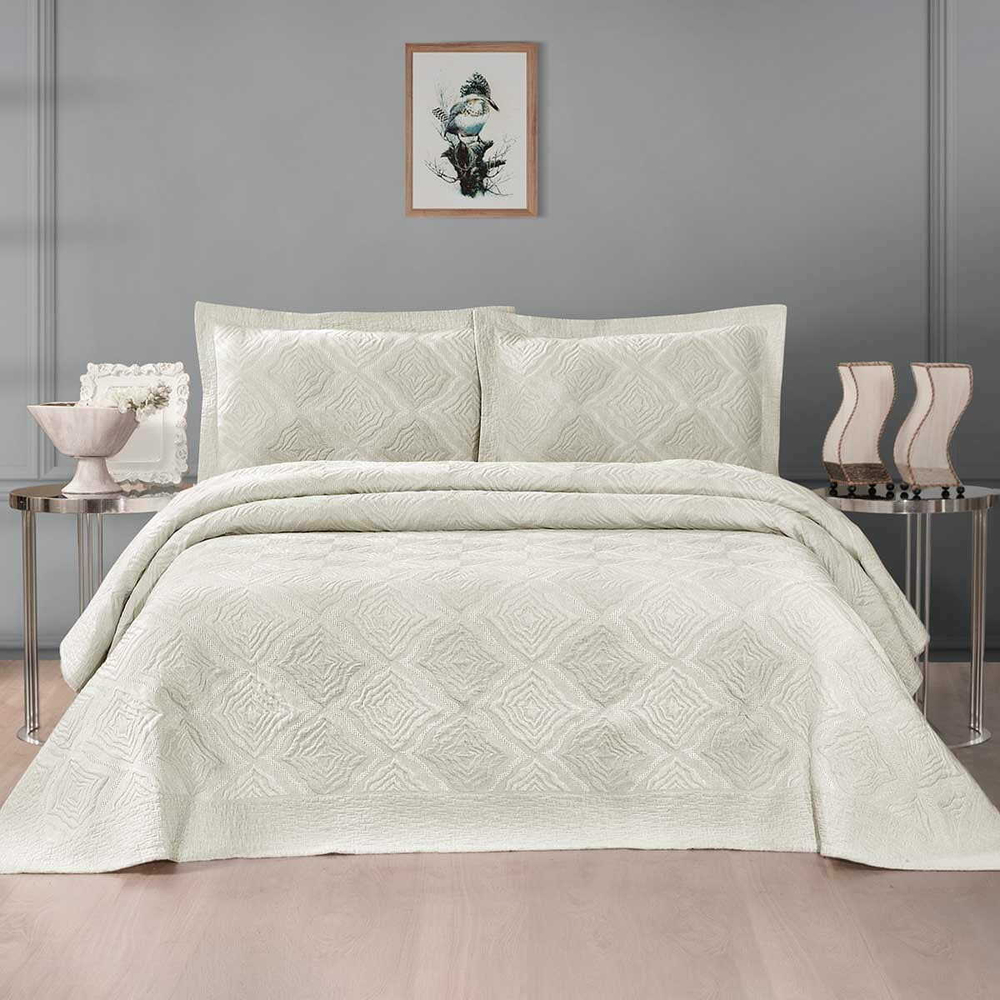 Покрывало 230х250 и 2 декоративные наволочки Arya home Reyna экрю