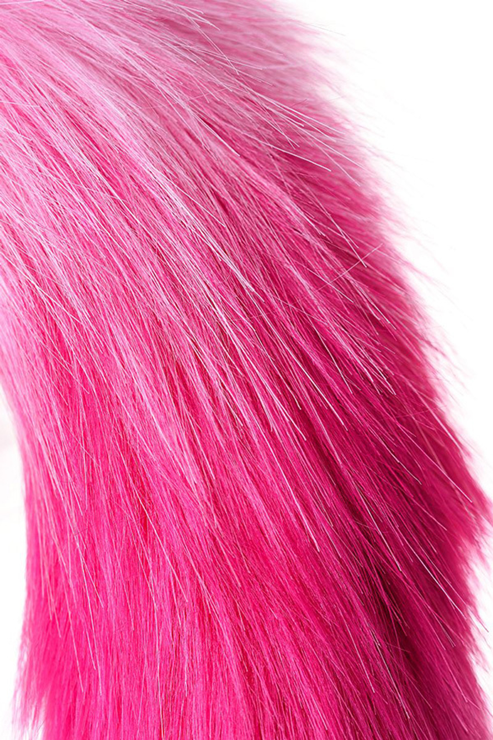 Серебристая анальная втулка 45см с бело-розовым хвостом размер M ToyFa Metal 712028-M