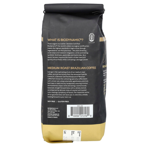 Dr. Mercola, Solspring®, Biodynamic®, органический бразильский кофе, цельные зерна, средняя обжарка, 340 г (12 унций)