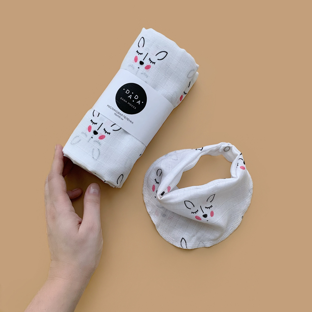 Муслиновая пеленка Deer (white)