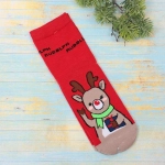 Носки новогодние «SKAZKA», Оленёнок Рудик, цвет как на фото, р-р36-42 (крючок, пакет, стикер)
