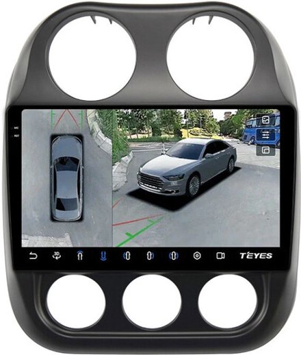 Магнитола для Jeep Compass 2011-2015 - Teyes CC3-2K-360 на Android 10, 2K QLED, 6Гб+128Гб, CarPlay, 4G SIM-слот, 4 камеры в комплекте
