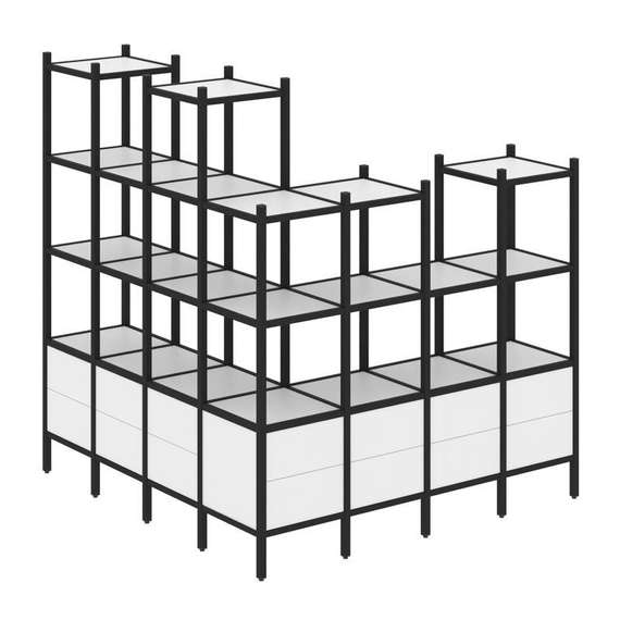 Лофт Угловой внешний стеллаж наборный VR.L-55  1694*1694*1869