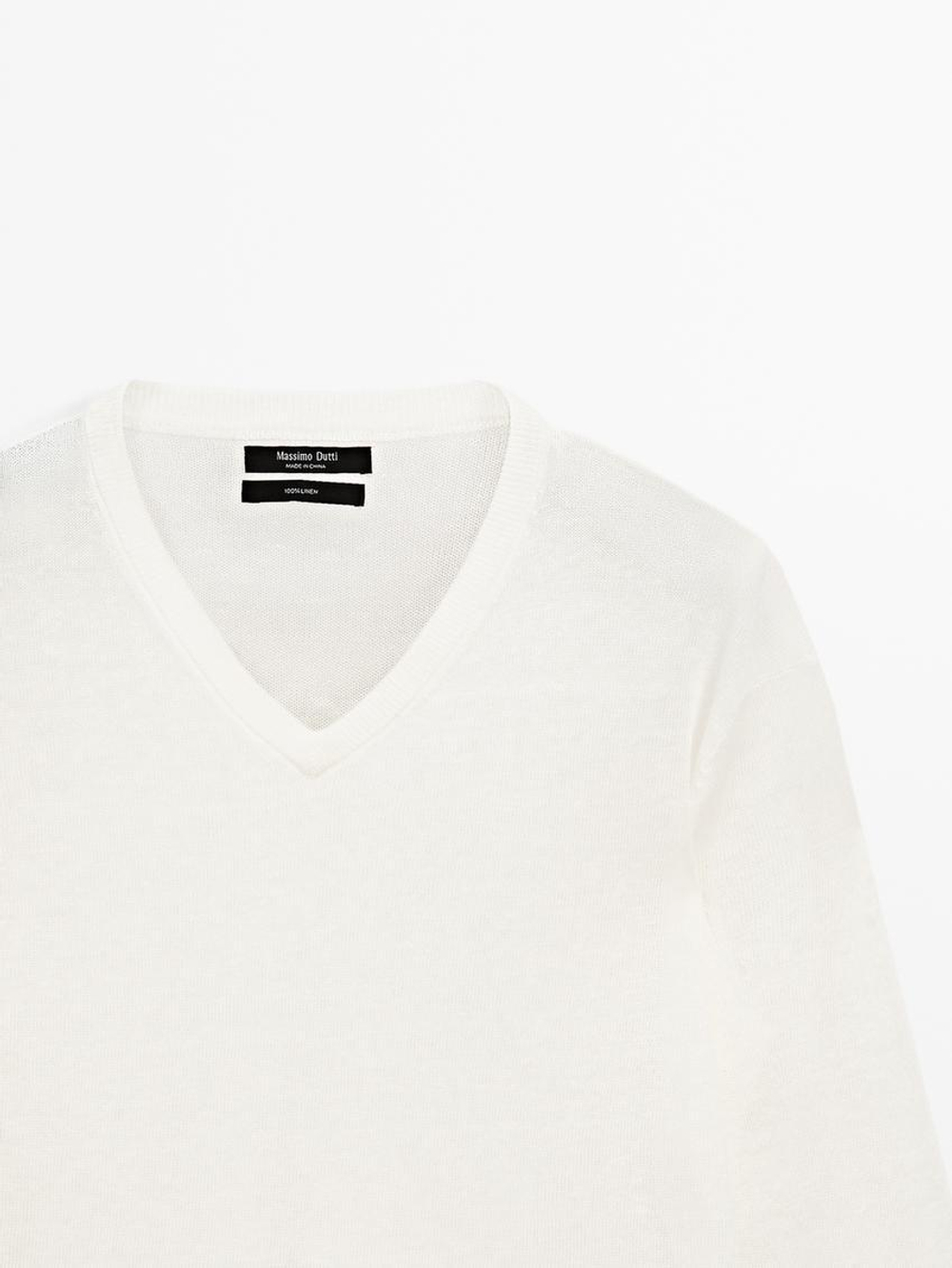 Massimo Dutti Свитер из 100% льняной ткани, белый