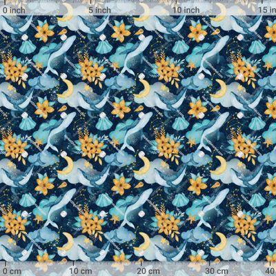 Киты в Небе Паттерн Морской паттерн Космос  by LuiDesignStudio 938 DPI