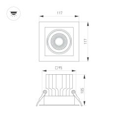 Светильник MS-VORTEX-BUILT-S117x117-20W Day4000 (WH-WH, 40 deg, 230V) (Arlight, IP20 Металл, 5 лет) 057919