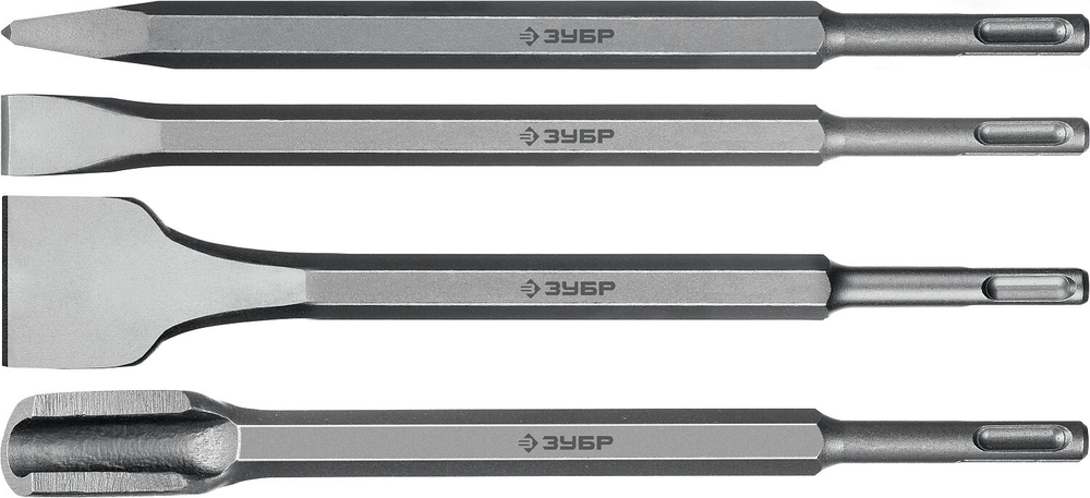 ЗУБР Буран, 4 шт, 250 мм, SDS-plus, набор зубил, Профессионал (29360-H4)