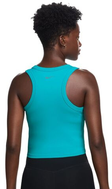 Женский теннисный топ Nike One Fitted Dri-Fit Short Sleeve Crop - пыльный кактус/черный
