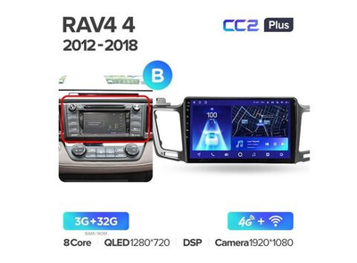 Магнитола Teyes CC2 Plus 3-32 Toyota RAV4 4 XA40 5 XA50 2012-2018 10.2" (B)
