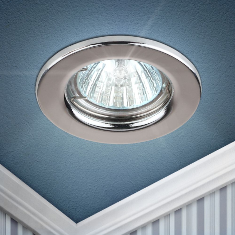 Светильник встраиваемый штампованный ЭРА ST1 CH под лампу MR16 GU5.3 хром | Штампованные встраиваемые светильники