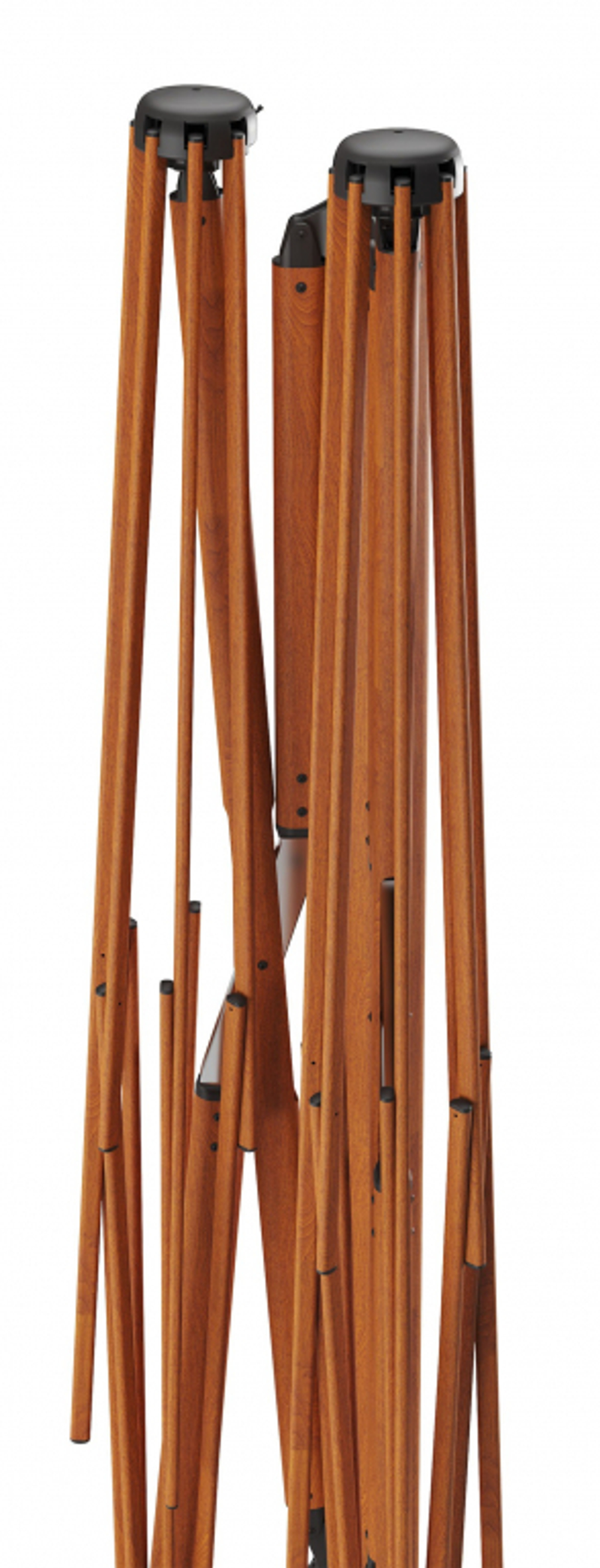 Зонт профессиональный двухкупольный 3.5х7.5 м Scolaro Galaxia Dual T Timber, имитация ироко, слоновая кость