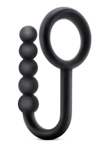 Черное эрекционное кольцо-крючок с анальной цепочкой (Цвет: черный)