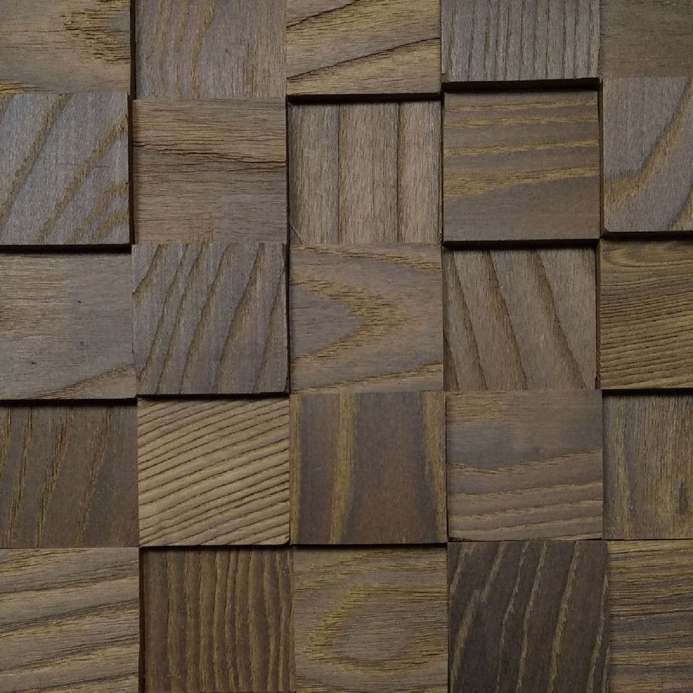 Деревянная мозаика для стен Wood Mosaic 3Д Термоясень пирамида