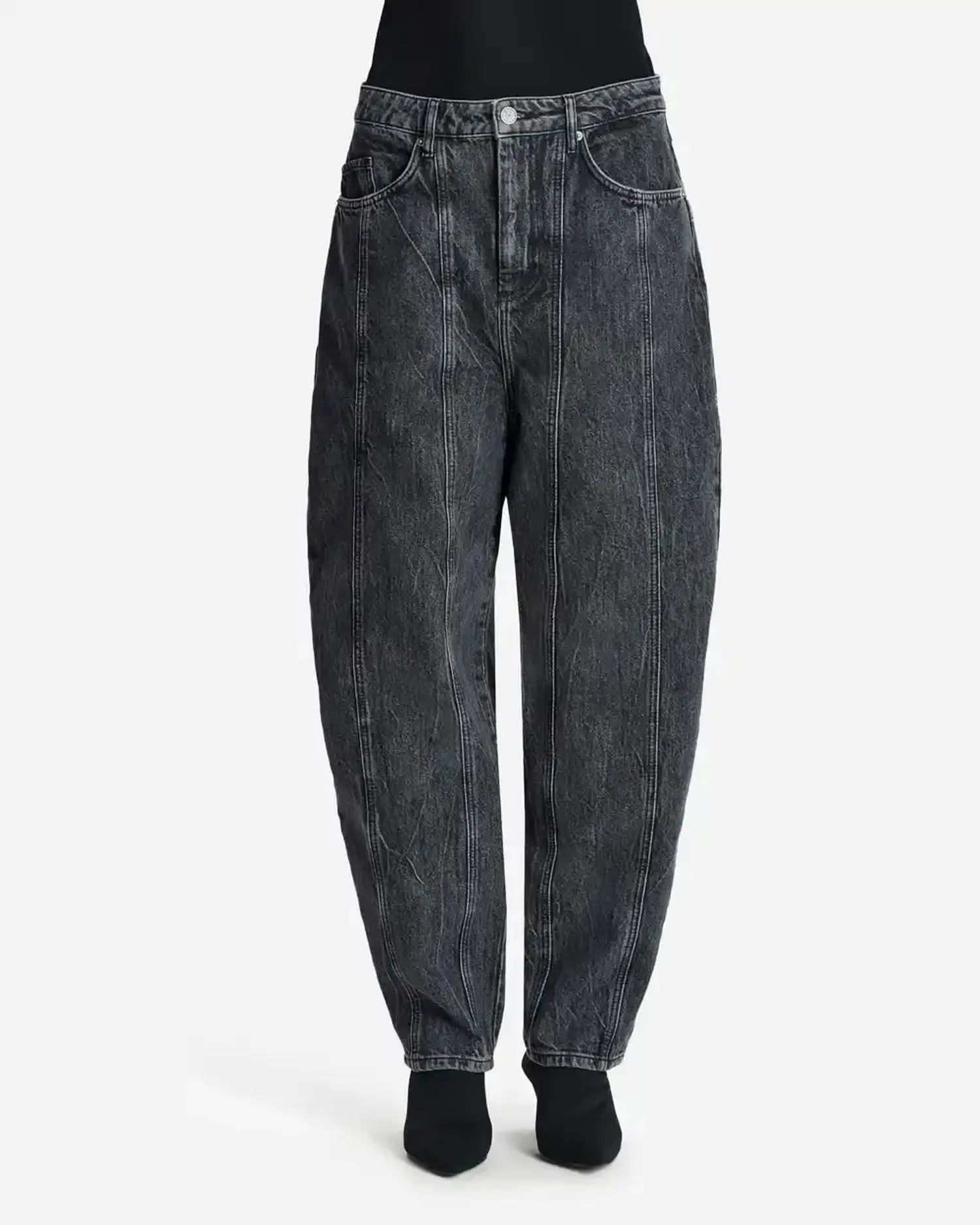 Джинсы-бананы серые