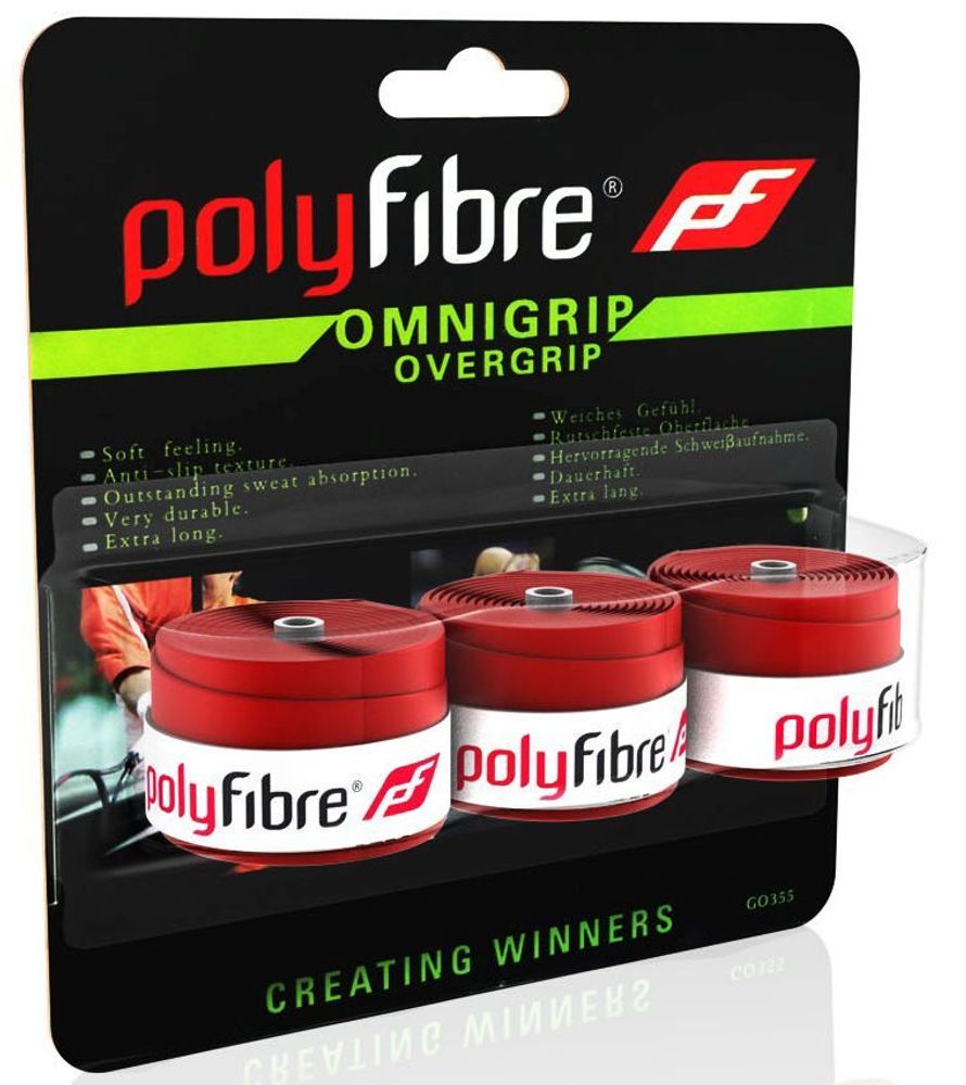 Теннисные намотки Polyfibre Omnigrip Overgrip 3P - красный