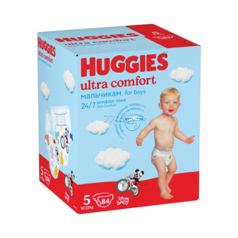 Подгузники HUGGIES Ultra Comfort для мальчиков 5 Junior 12-22 кг 84 шт