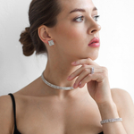 Комплект бижутерии со стразами (кольцо, серьги, браслет, колье)