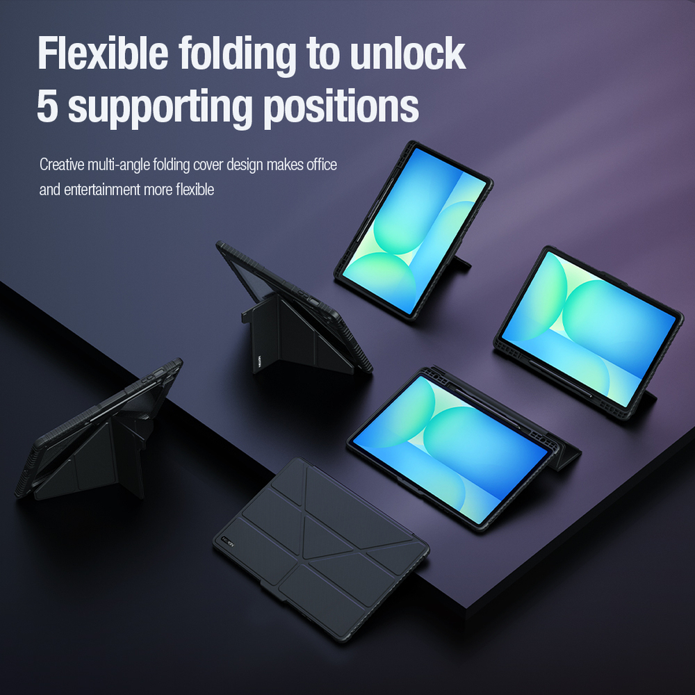 Чехол книжка от Nillkin для планшета Samsung Galaxy Tab S10 FE+, серия Bumper Pro Case-Multi Angle Folding Style, многофункциональный складной