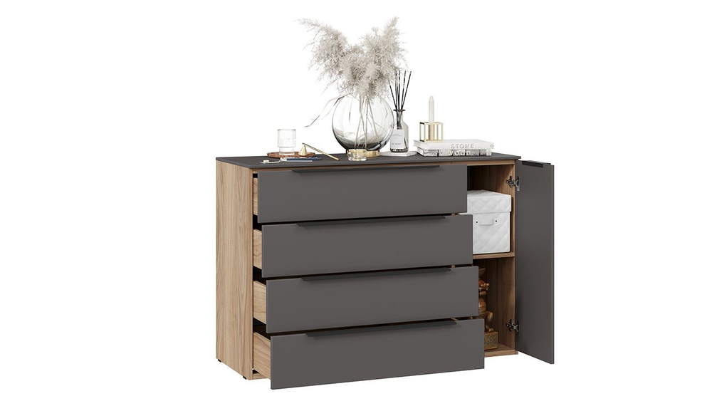 Комод для одежды с ящиками Белый Жемчуг/Белый софт 4 ящика 90х45х84 см