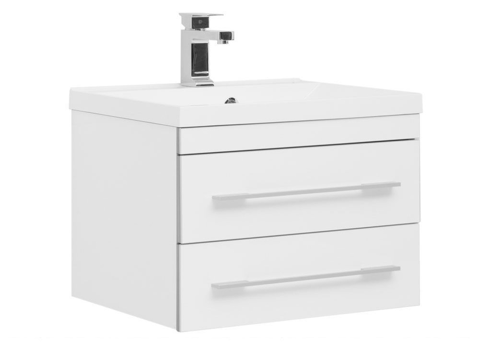 Тумба с раковиной Aquanet Верона NEW 58 белый (подвесная 2 ящика)
